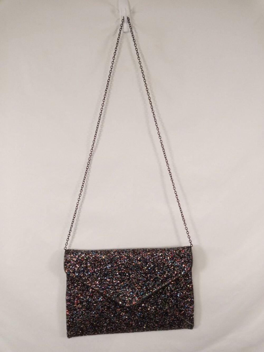 La Diva Italian Design Women's Multi-Color Glitter + Black Envelope Clutch Purse